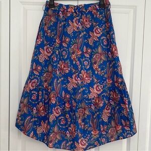 J Crew Boho Floral Blue Skirt Size 4